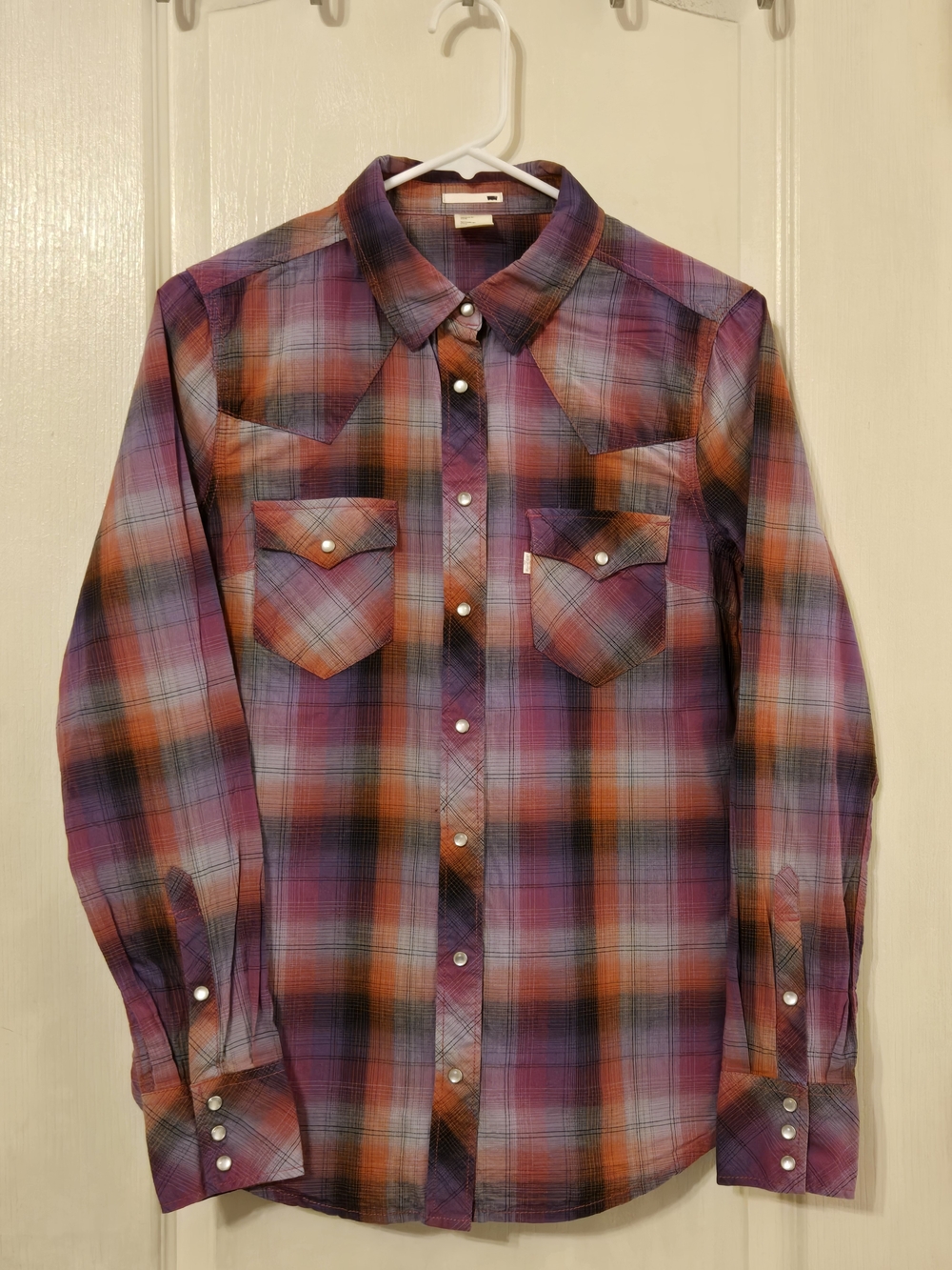 Levi Strauss Purple Plaid Western-Style Button-Down Shirt - Women's